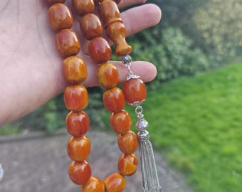 Tasbih (Misbaha) 33 Perles - Ambre Naturel De La Baltique - Fabriqué En Lituanie - Neuf Sans Emballage