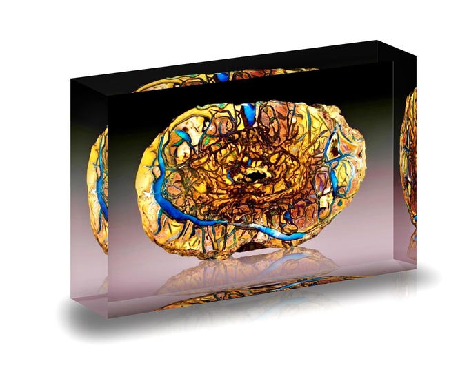 Giclee Print of Koroit Opal displayed in acrylic block