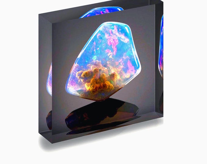 Giclee Print of Opal displayed in an acrylic block.