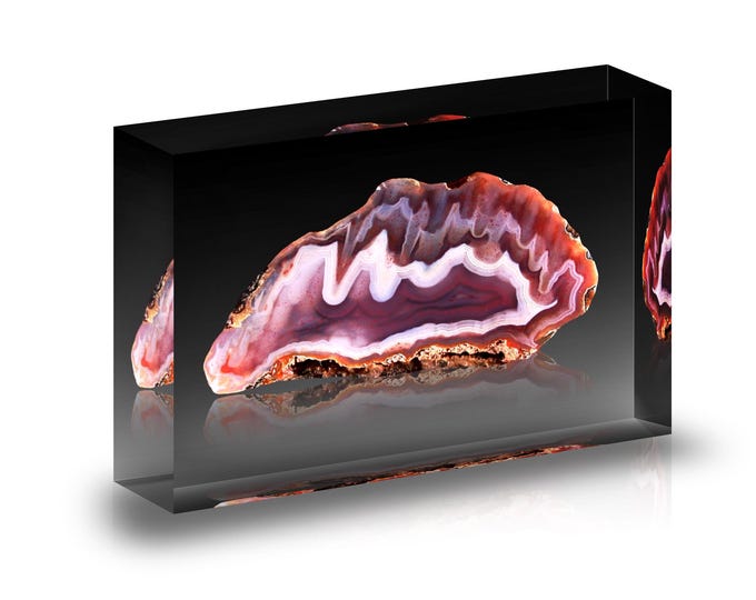 Print of Agate from Poland displayed in acrylic block