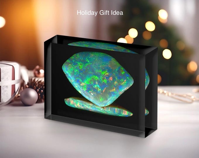 Dark Jubilee Opal Print: Smithsonian Gemstone Acrylic Block Display