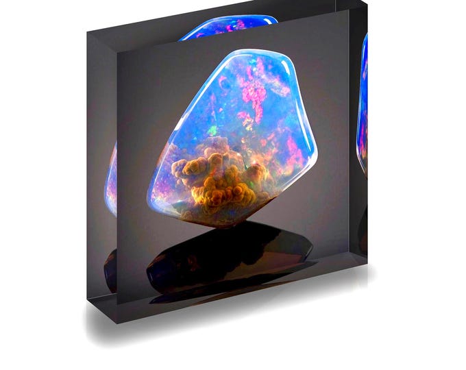 Opal turned into print displayed in an acrylic block.