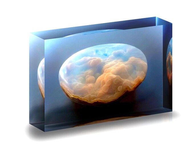 Giclee print of Landscape Opal from Oregon displayed in acrylic block