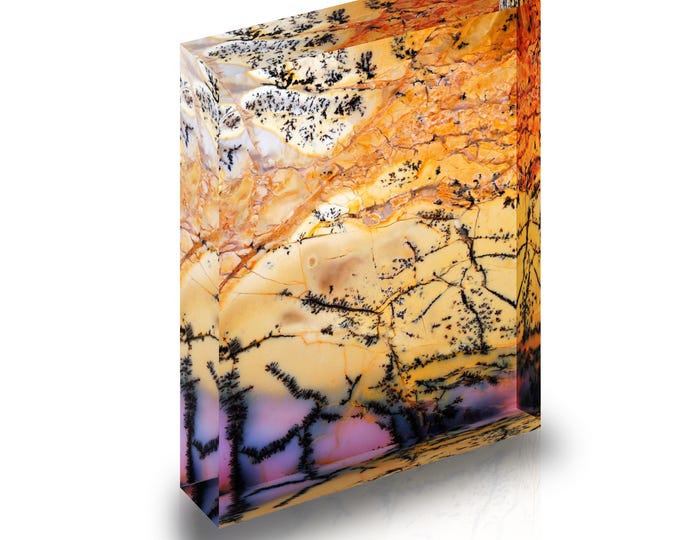 Giclee Print of agate from northern Nevada displayed in an acrylic block.