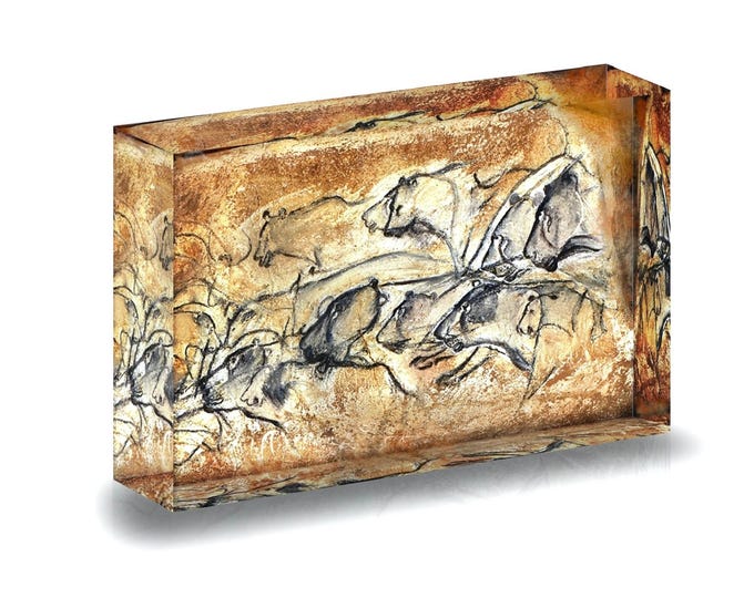 Prehistoric cave art displayed in inch-thick acrylic block
