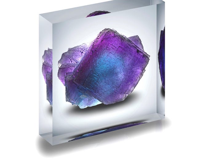 Print of Austrian Fluorite displayed in acrylic block.