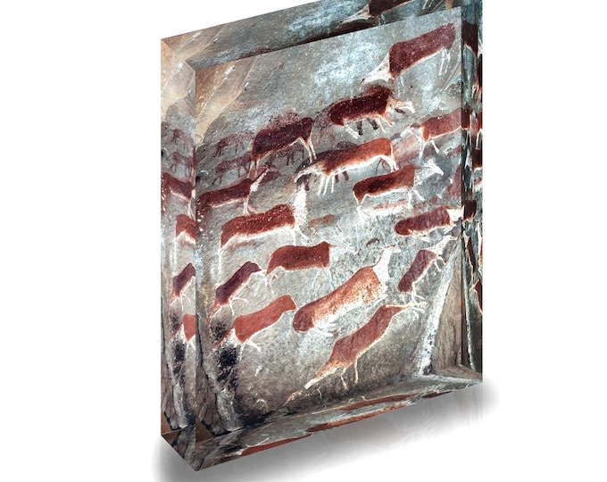 Giclee Print featuring ancient South African cave painting displayed in acrylic block