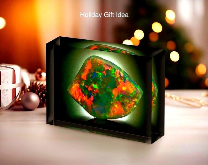 Giclee Print of Dark Jubilee Opal displayed in acrylic block