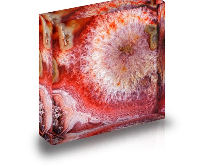 Giclee print of Thunder Egg displayed in acrylic block