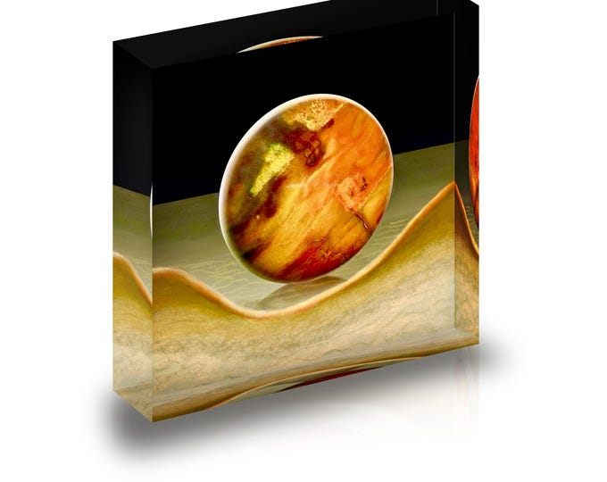 Print of  Petrified Wood from Arizona displayed in an acrylic block.