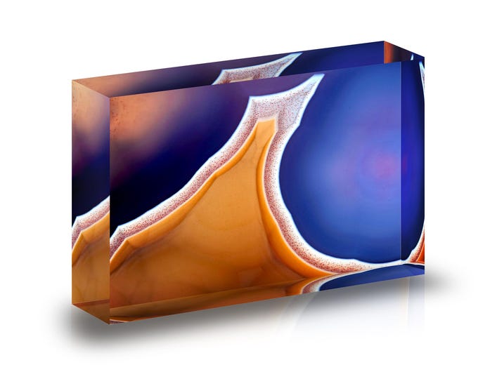 Giclee print of Laguna Agate detail in high resolution, displayed in acrylic block