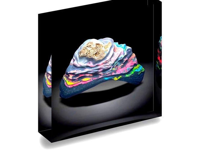 Giclee Print of “Stairway to Heaven” Opal displayed in acrylic block.