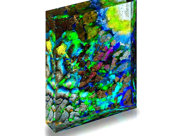 Giclee Print of Koroit Opal for display in acrylic block.