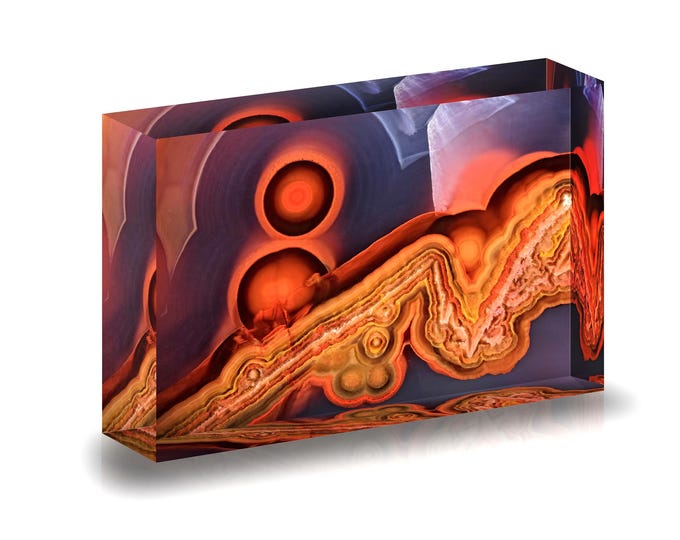 Giclee Print featuring Agate detail in high resolution displayed in acrylic block.