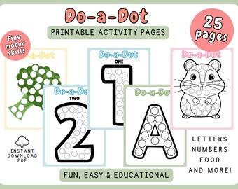 Do a Dot Printable Activity Pack | Preschool Dot Worksheets | Markers, Fingerpaint, Dot Stickers |Letters, Numbers & Fine Motor Skills (PDF)