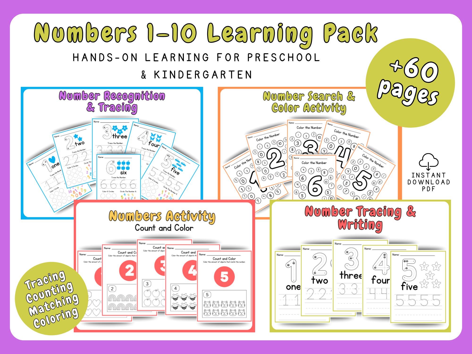 Numbers 1-10 Learning Pack PDF | Preschool & Kindergarten Math ...