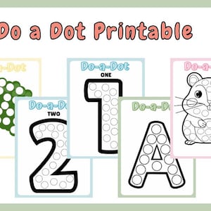 Do a Dot Kids Activity Printable: Dot Marker Worksheets Bundle, Do a Dot Coloring Activity, Toddler, Preschool, Fine Motor Activity.