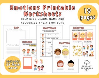 Emotionen Kinderaktivität zum Ausdrucken: Gefühle Arbeitsblätter | Schreiben, Matching, Karteikarten und vieles mehr.