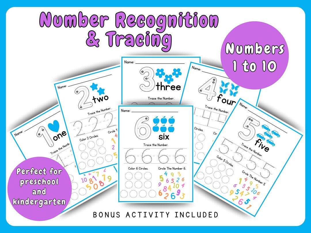 Number Recognition Worksheets | Numbers 1-10 | Preschool & Kindergarten ...