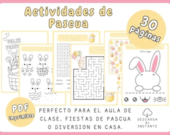 Actividades de Pascua para Niños / Pack Imprimible Educativo / Juegos de Pascua Preescolar y Kindergarten / PDF