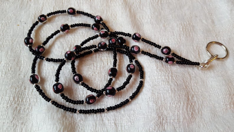 Keycard Lanyard Black Lampwork
