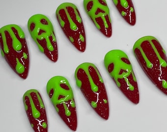 Poison apple glow in the dark press on nails with application pack