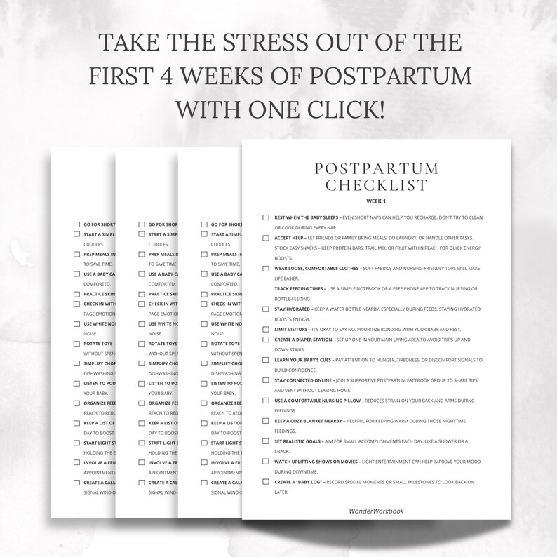 Postpartum Checklist Printable New Mom Digital Guide Fourth Trimester ...