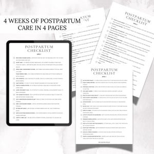 Postpartum Checklist Printable New Mom Digital Guide Fourth Trimester ...