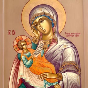 Hand-Painted Orthodox Icon – Made to Order – Custom Religious Art – Virgin Mary Icon – Iconography on Wood – Gold Leaf Assuage My Sorrows”