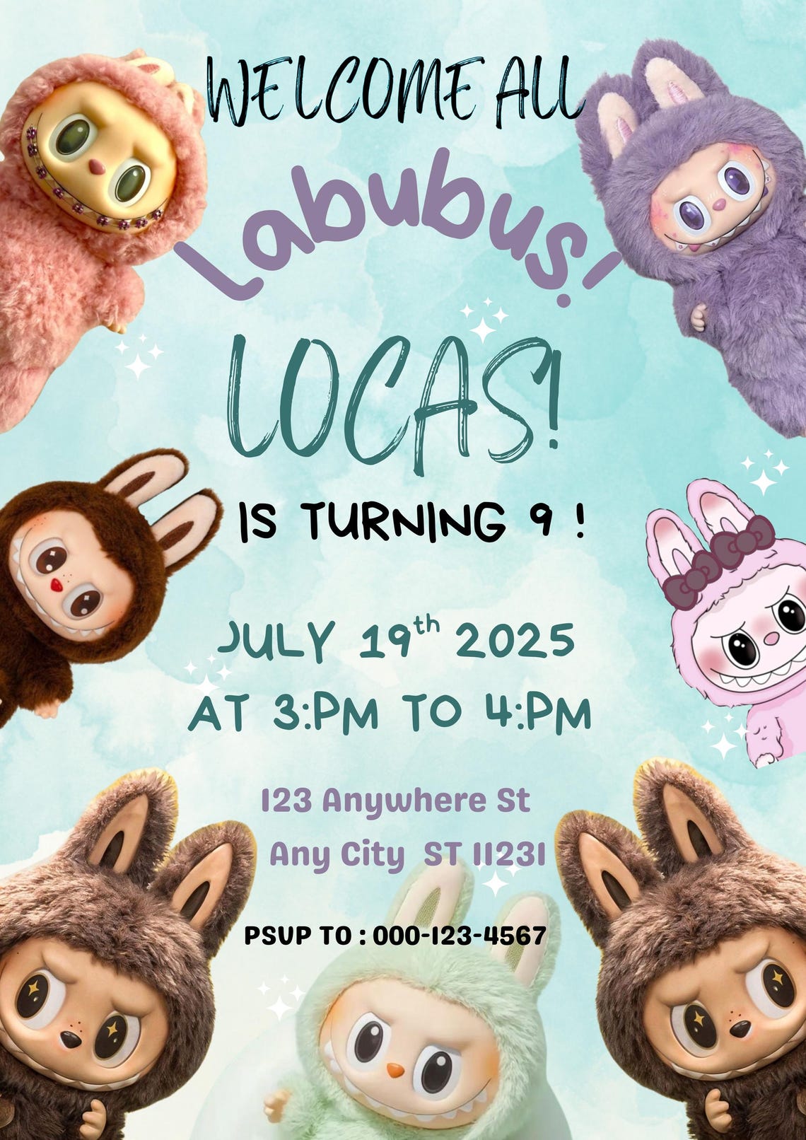 Labubu Invites Labubu Birthday Party Invitation, Labubu Birthday Party, Invitation ...