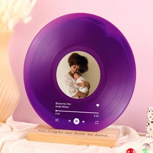 Custom Acrylic Vinyl Record with Photo and Song – Personalized Mothers Day Gift for Mom – Music Keepsake Plaque - Present for Moms Birthday