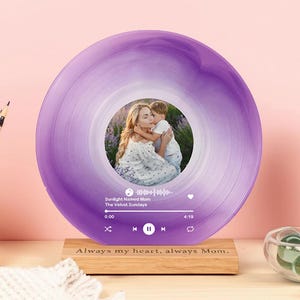 Personalized Mother&#39;s Day Vinyl Record Acrylic Print, Custom Song Gift for Mom, Unique Music Wall Art Keepsake, Photo Gift for Mother’s Day