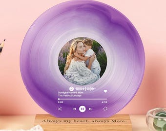 Personalized Mother's Day Vinyl Record Acrylic Print, Custom Song Gift for Mom, Unique Music Wall Art Keepsake, Photo Gift for Mother’s Day