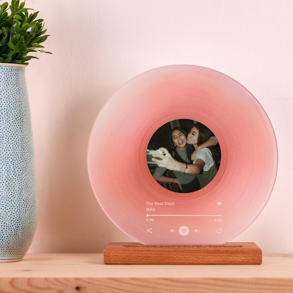 Personalized Vinyl Record with Photo - Acrylic Song Plaque - Anniversary Gift for Friends - Birthday Gift for Her Him - Valentines Day Gifts