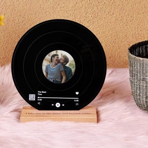 Custom Vinyl Record with Photo - Personalized Gift for Boyfriend, Girlfriend, or Couple - Anniversary or Valentine’s Day Spotify Plaque