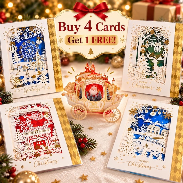 Christmas Pop-Up Card | Luxury Layered 3D paper cut