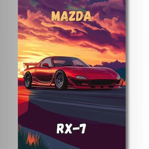 Mazda RX-7, Original Wall Art Poster Decor, Digital Car Poster