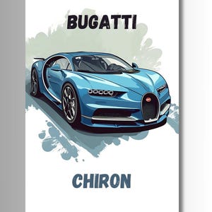 Bugatti Chiron, Original Wall Art Poster Decor, Digital Car Poster