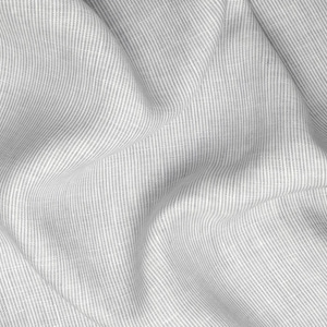 Linen fabric made of pure linen, white-grey finely striped.