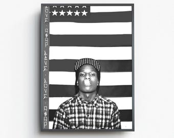 American Flag Asap Rocky Photo Poster | Music Wall Art Vintage Print (Digital Download)