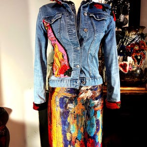 Blue Denim jacket with vintage hand embroidery