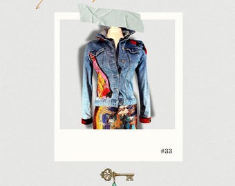 Blue Denim jacket with vintage hand embroidery