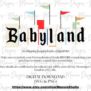 Babyland Sign, Custom Babyland Sign, PNG Digital File Babyland Sign, Digital File, SVG File Babyland, Printable Babyland Shower Invite