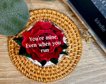 Dark Romance Kindle Grip: "You're Mine", Magnetic Rose E-Reader Accessory