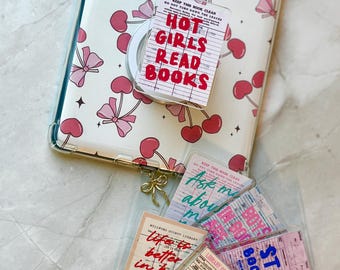 Magnetic Kindle Grip: Library Card Quote, Book Lover Accessory