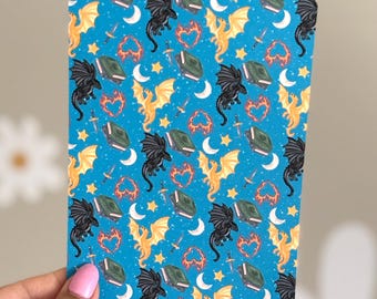 Dragon Pattern Kindle Insert Seamless Fantasy Magic Dragons Fire Stars Moon