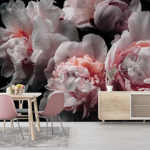 Blush Peony Elegance Wallpaper | Delicate Floral Art | Romantic Nature-Inspired Decor | Peel and Stick Mural