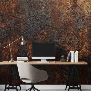 Industrial Rust Texture Wallpaper | Metallic Look Peel and Stick Wall Mural