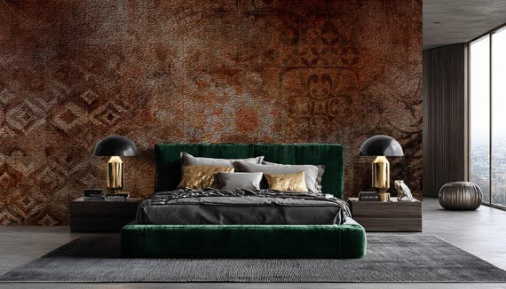 Rusty Brown Texture Wallpaper, Industrial Grunge Decor