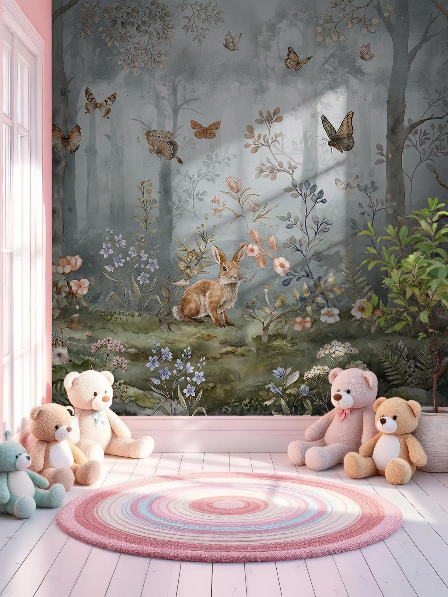 Forest Animals Wallpaper for Nursery, Woodland Mural Peel and Stick ...